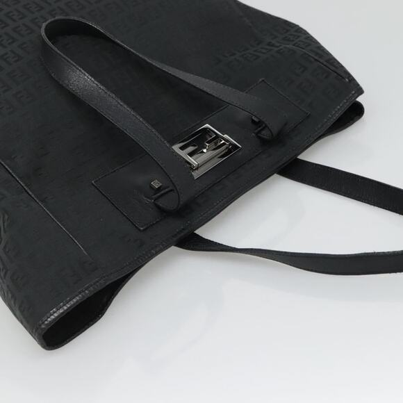 FENDI Zucchino Canvas Tote Bag Black Silver - Picture 6 of 12